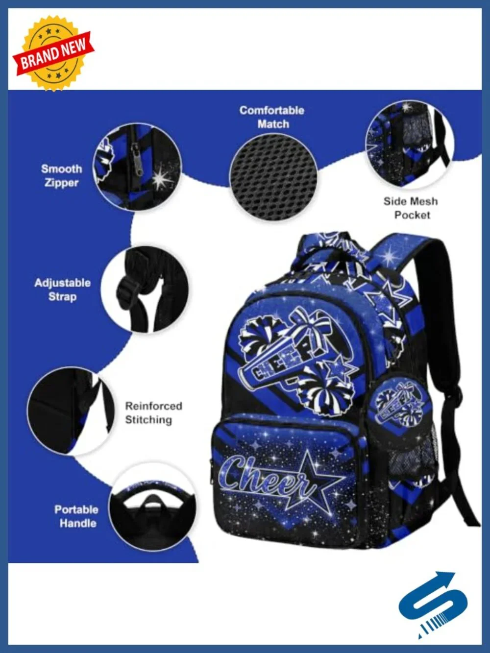 Cheer Backpack for Women, Cheerleading Backpack with Coin Purse, Water